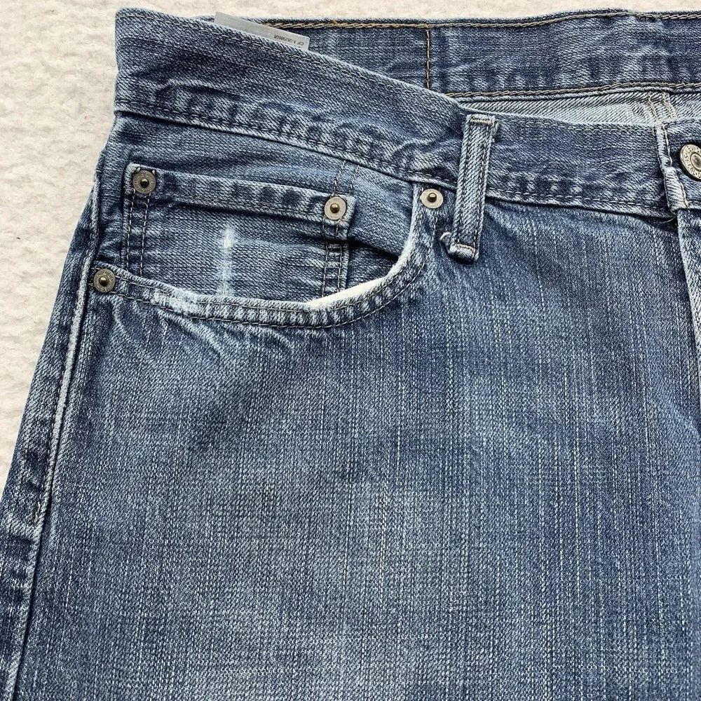 Levi's 514 Jeans Mens 37x30 (Tag 36x30) Light Blue Stone Wash Whiskered Western